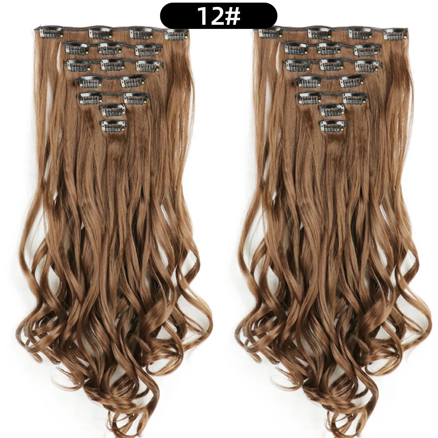 Clip In Hair Extensions 7 PCS Full Head 22 Inch Long Curly Wavy  For Women Girls Hair Synthetic Wig Hairpieces