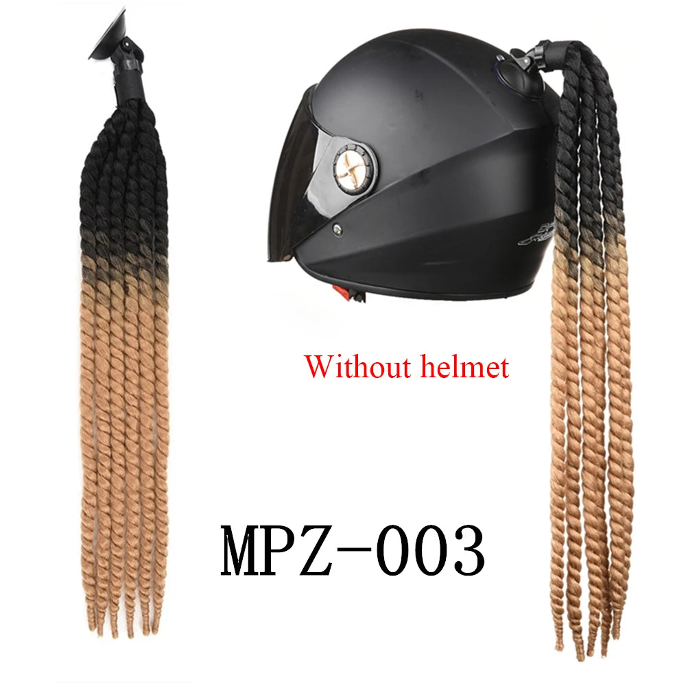 24Inch Synthetic 1pc Ponytail Hair Extensions  Suction Cup Design for Motorcycle Helmets Twist Pigtail  Helmet Not Included