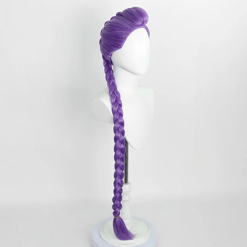 Girls Purple Long Braided Wig Girl Long Straight Braids Wigs for Costume Cosplay Party