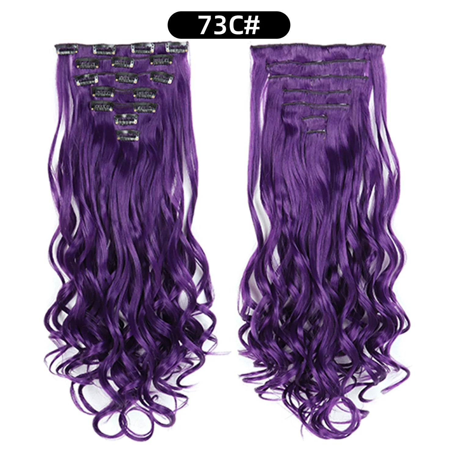 Clip In Hair Extensions 7 PCS Full Head 22 Inch Long Curly Wavy  For Women Girls Hair Synthetic Wig Hairpieces