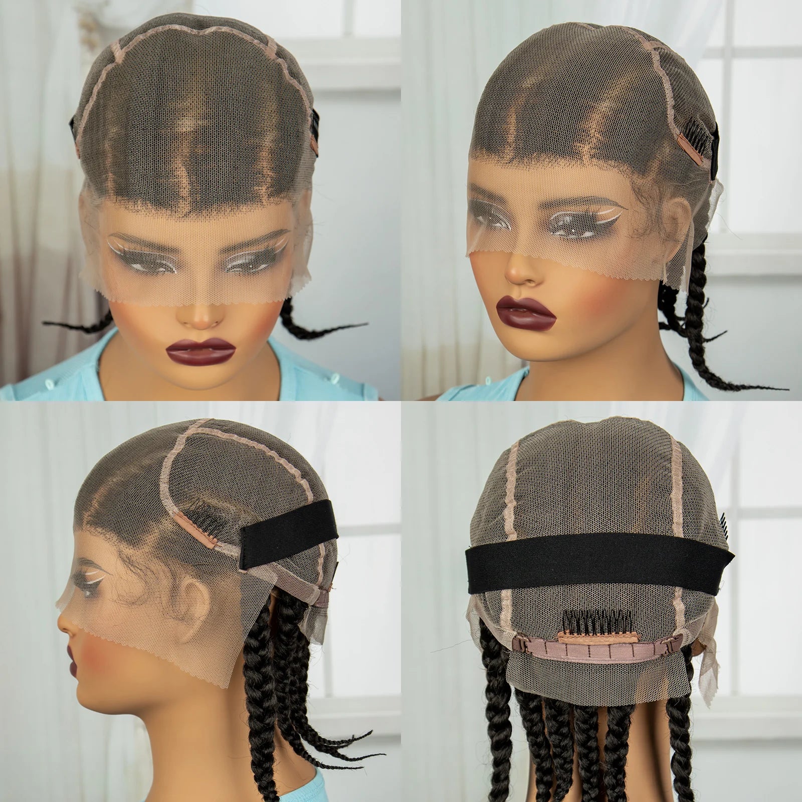 Short Cornrow Braided Wigs Synthetic Full Lace Braids Wig Lace Frontal Braiding Hair Wigs With Baby Hair for Black Women