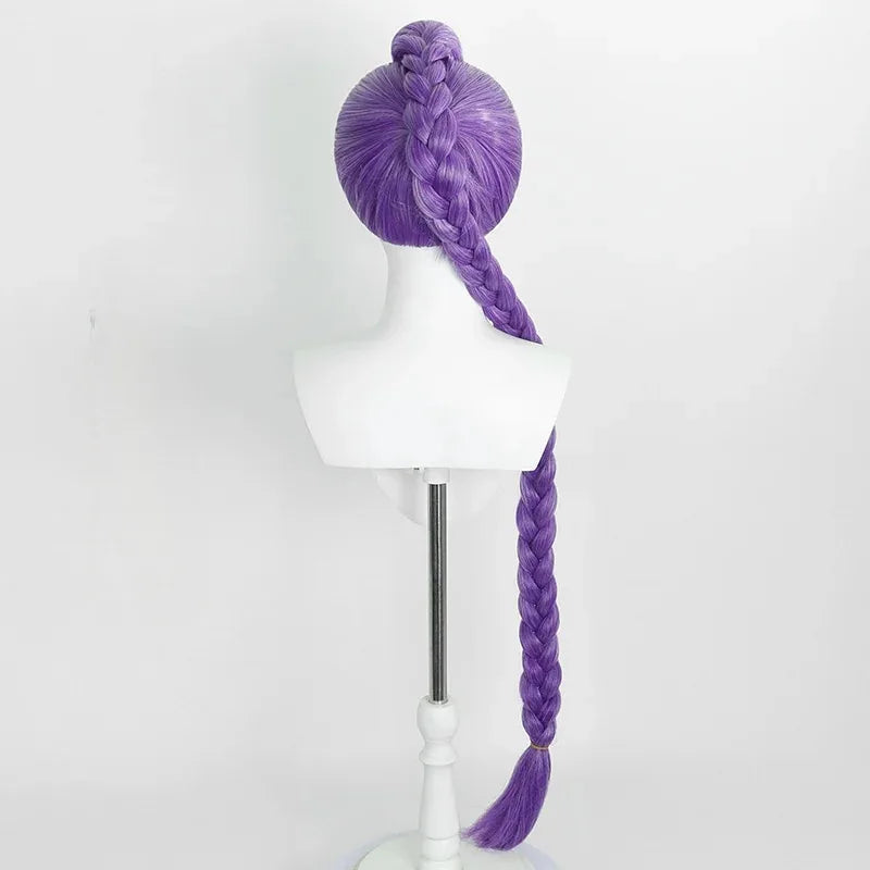 Girls Purple Long Braided Wig Girl Long Straight Braids Wigs for Costume Cosplay Party
