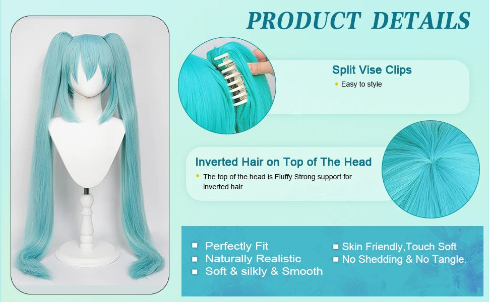 110cm Cosplay Wig, Double Ponytail Synthetic Fiber Wig, Halloween, Christmas For women