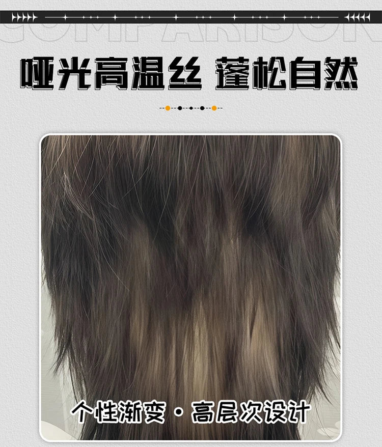 Anime Role-Playing Cos Wig New Wolf-Tailed Mullet Head Boy Short Hair Gradient Wig Siamese Cat Handsome Cute Wig Props Cos Props