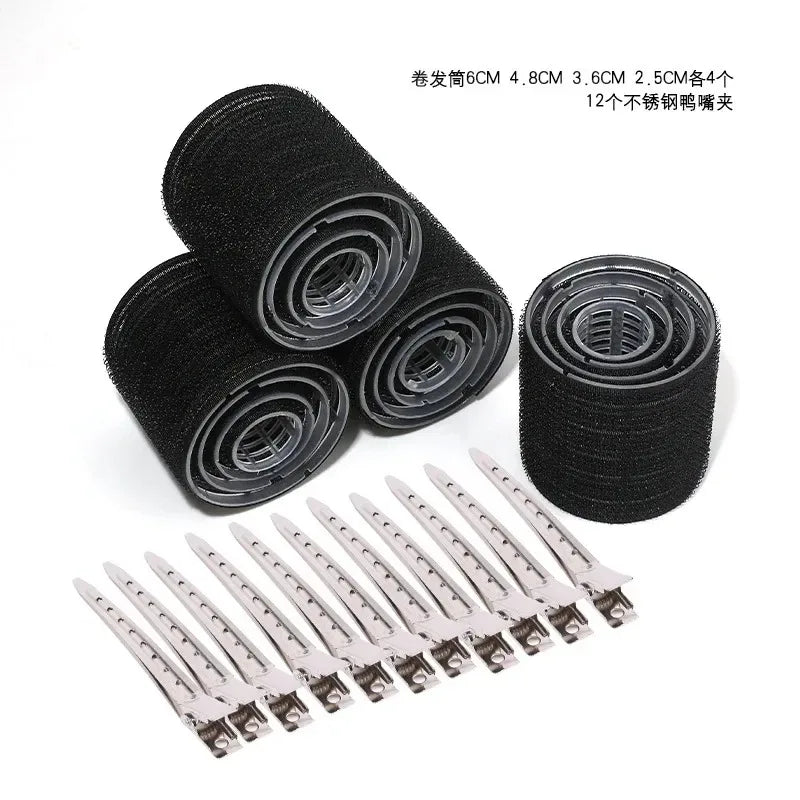 28pcs/Set Hair Roller Sets 18pcs Plastic Self Grip Hair Curlers 3 Sizes Hair Rollers 10pcs Metal Clips DIY Hairdressing Tools