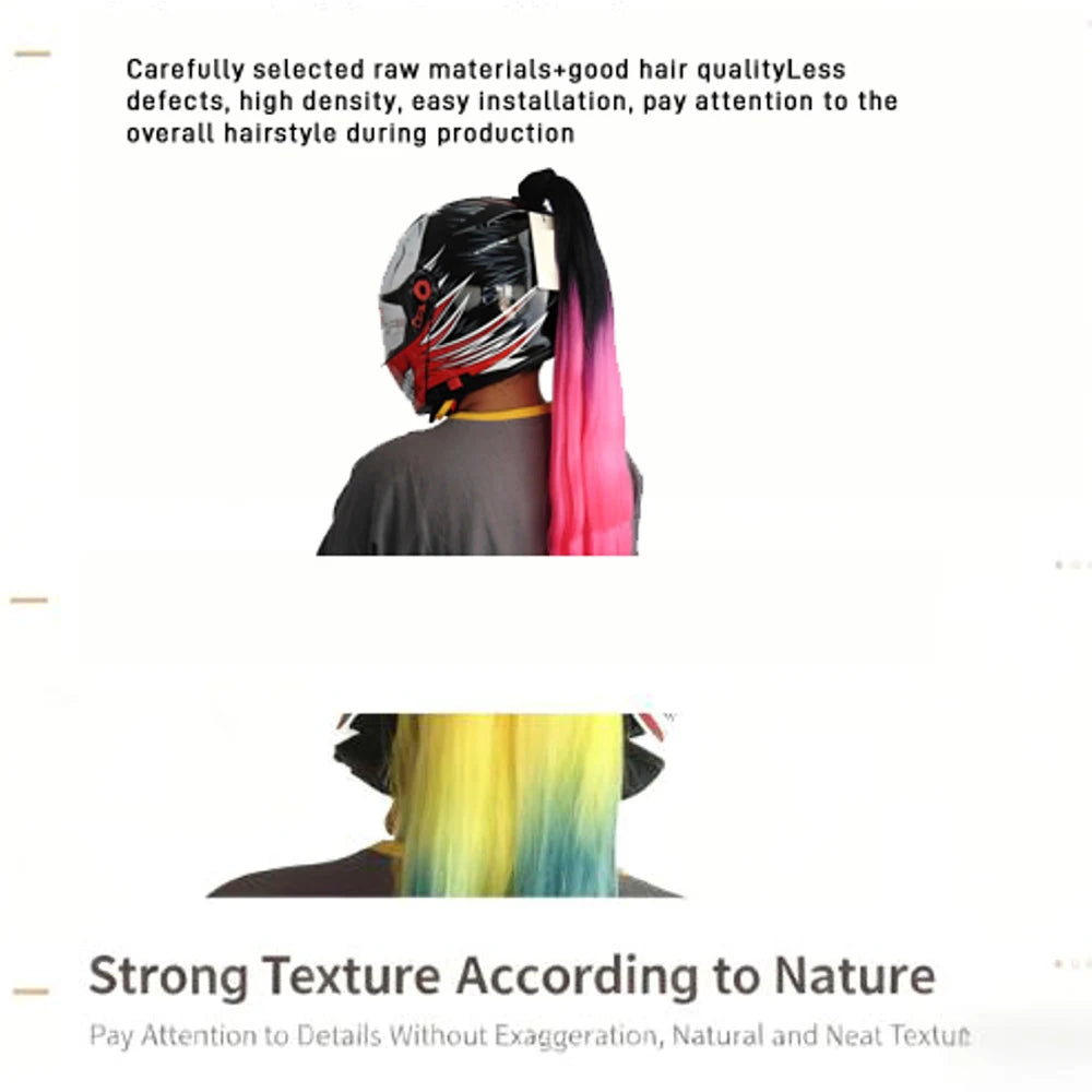 Helmet Braided Helmet Decorative Ponytail Cool Helmet Dirty Braid Motorcycle Motorcycle Electric Car Gradient Braid