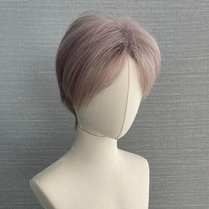 Pink Short Wig for Boy Men Cool Cosplay Blonde Black Wigs Synthetic Wig Heat Resistant Fiber Peruca Cacheada Sintetica