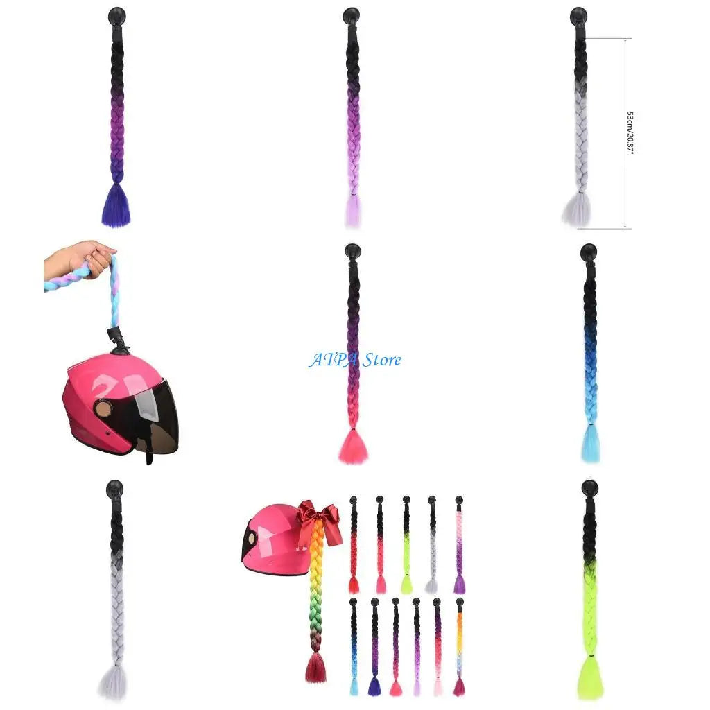 U13C Helmet Pigtail- Helmet Braids Motorcycle- Helmet Ponytails Hair Tails Decor