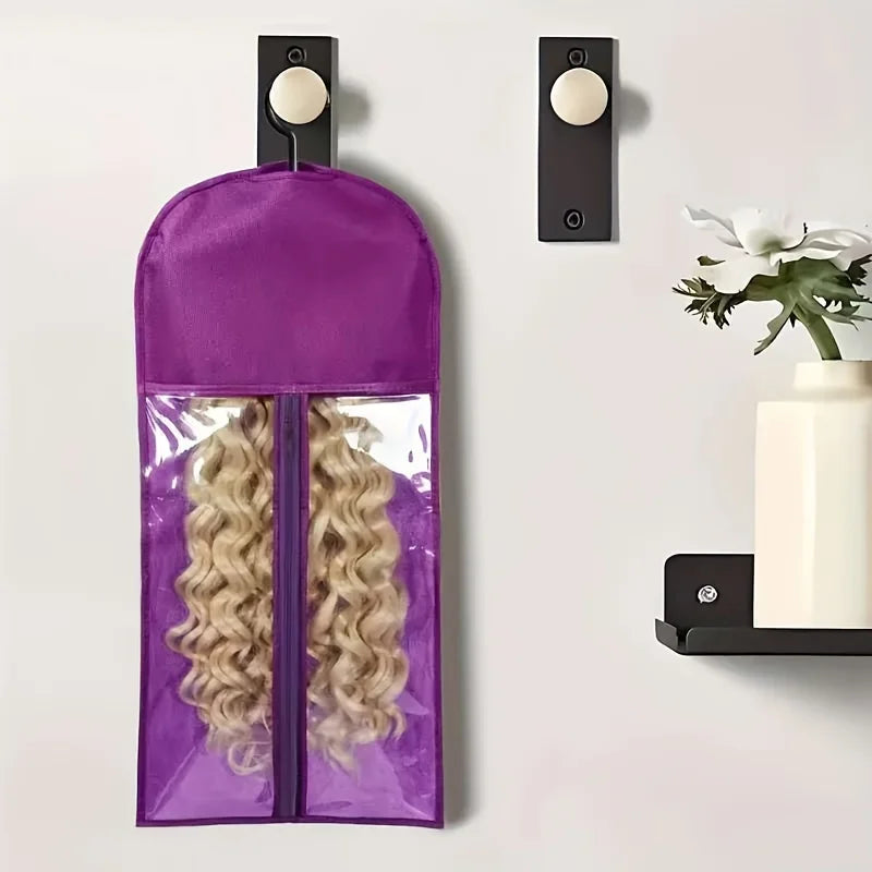 Wig Storage Bag Set 2pcs, organize & store wigs with 1 large pouch & 1 hangers. Essential tool.