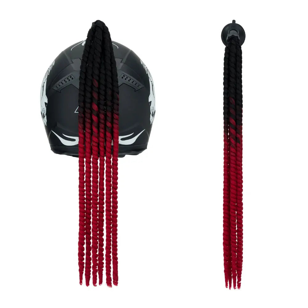 Snoilite 24" Synthetic Ponytail Hair Extensions - Suction Cup Design for Motorcycle Helmets Twist Pigtail - Helmet Not Included