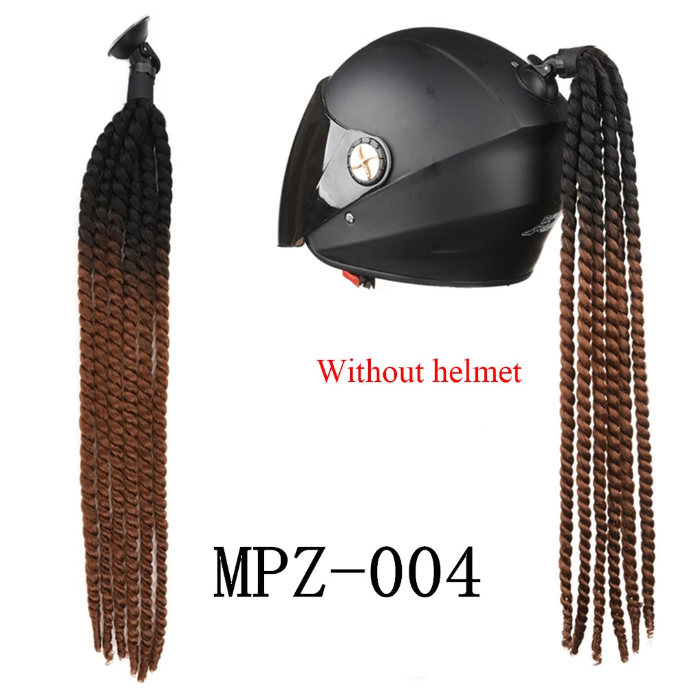 24Inch Synthetic 1pc Ponytail Hair Extensions  Suction Cup Design for Motorcycle Helmets Twist Pigtail  Helmet Not Included