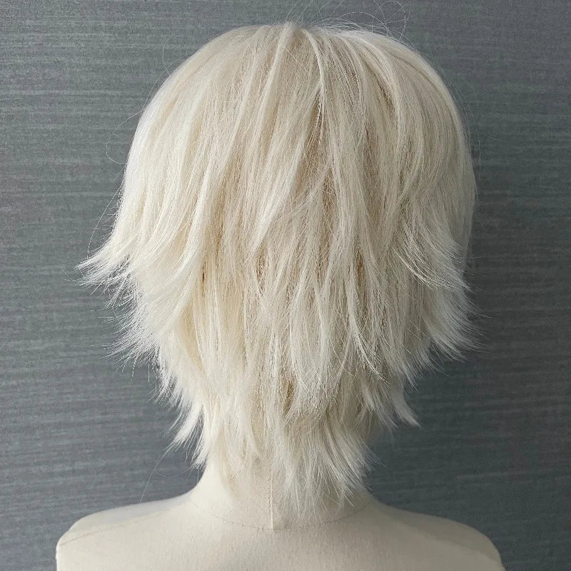 Pink Short Wig for Boy Men Cool Cosplay Blonde Black Wigs Synthetic Wig Heat Resistant Fiber Peruca Cacheada Sintetica