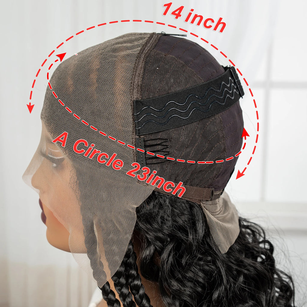 26Inch Cornrow Braided Wigs 13x6 Transparent Lace Front Deep Wave Hair Wigs Synthetic Kinky Curly Brazilian Hair Wigs for Women
