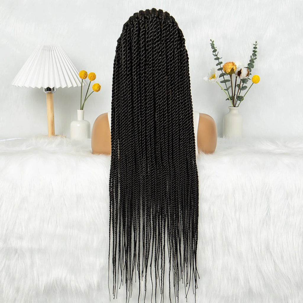 32Inch Cornrow Braided Wigs Synthetic Box Braids Wig Full Lace  Braided Wig for Black Women Blended Lace Front Braiding Hair Wig