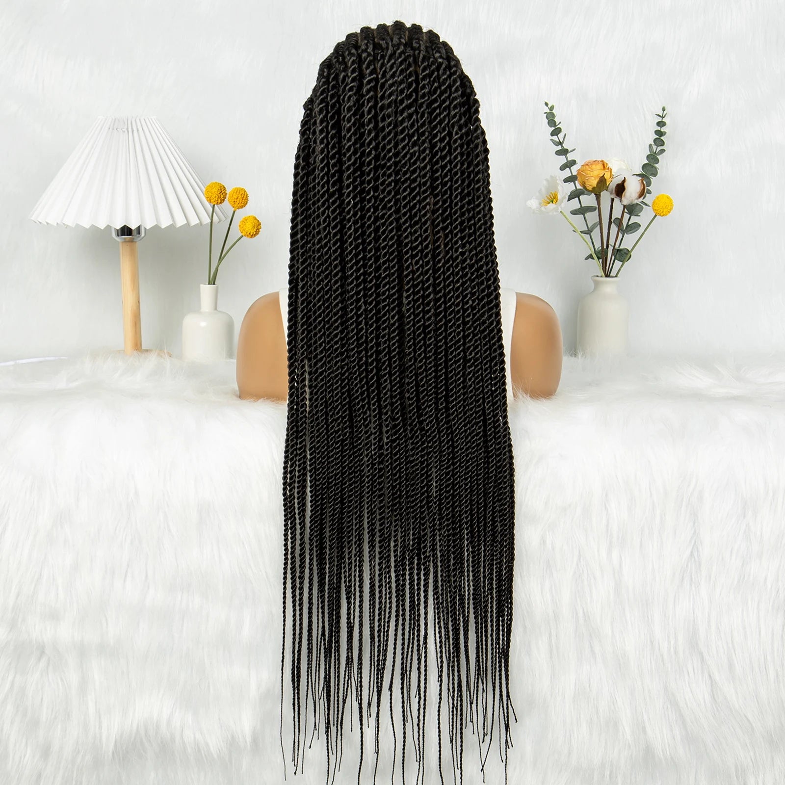 32Inch Cornrow Braided Wigs Synthetic Box Braids Wig Full Lace  Braided Wig for Black Women Blended Lace Front Braiding Hair Wig