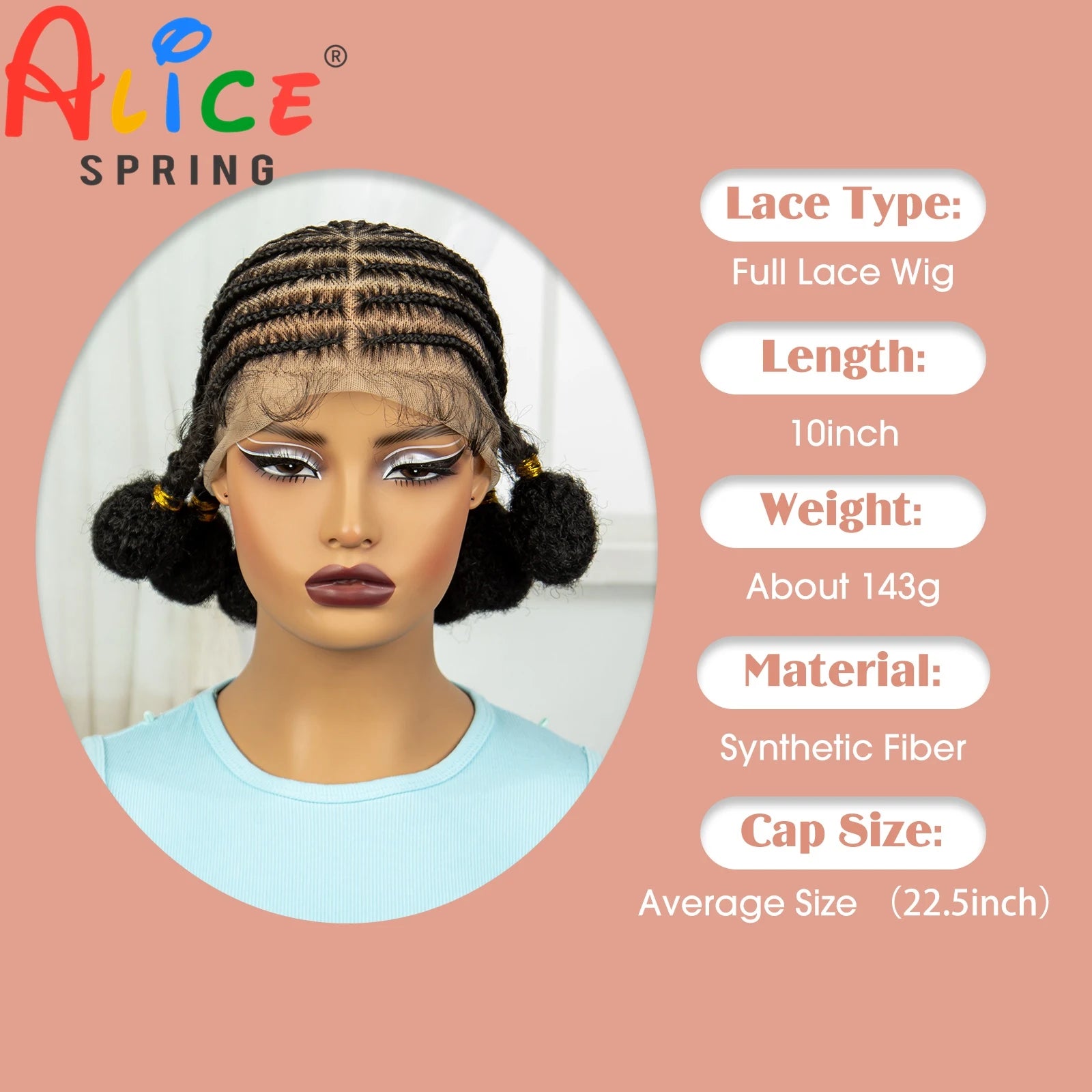 10Inch Short Natural Cornrow Braided Wigs with Baby Hair Synthetic Transparent Full Lace Handmade Bantu Braids Wigs for Women