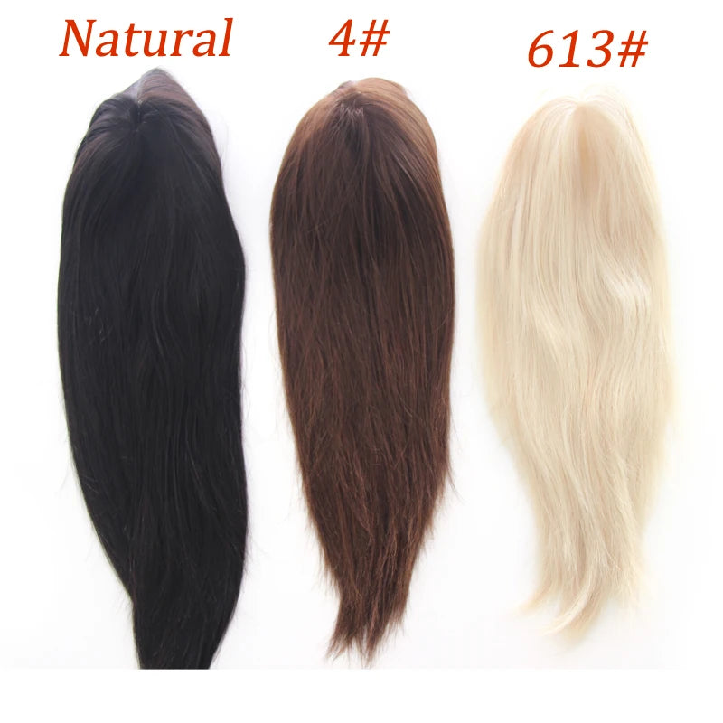 Straight Human Hair Wigs for Women Full PU Toupee 100% Real Human Hair Blonde Human Hair Replacement System Unit Natural Brown