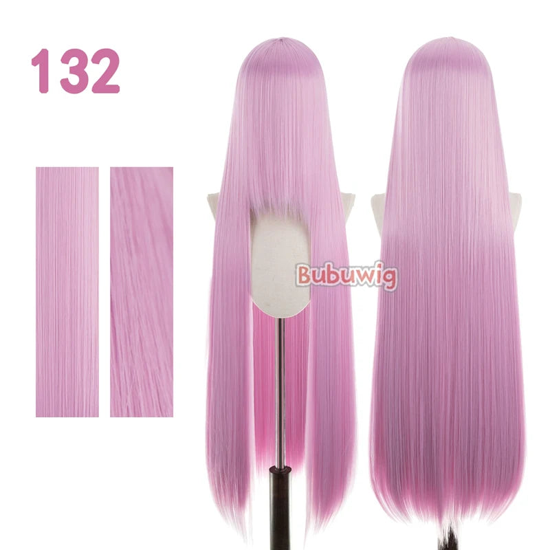 Bubuwig Synthetic Hair 100cm Long Straight Pure Color Cosplay Wigs Over 100 Colors Pink Orange Blonde Green Wig Heat Resistant