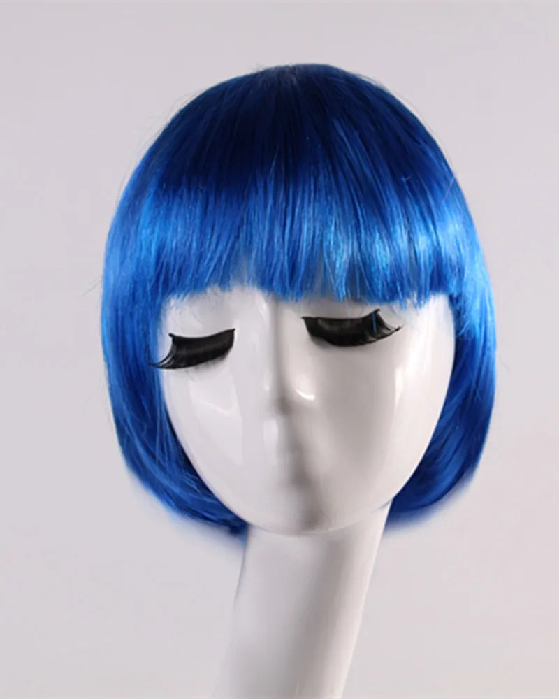 Synthetic Short BOB Full Wig Multiple Colors Cosplay Halloween Party Short Hair Solid Color Wigs