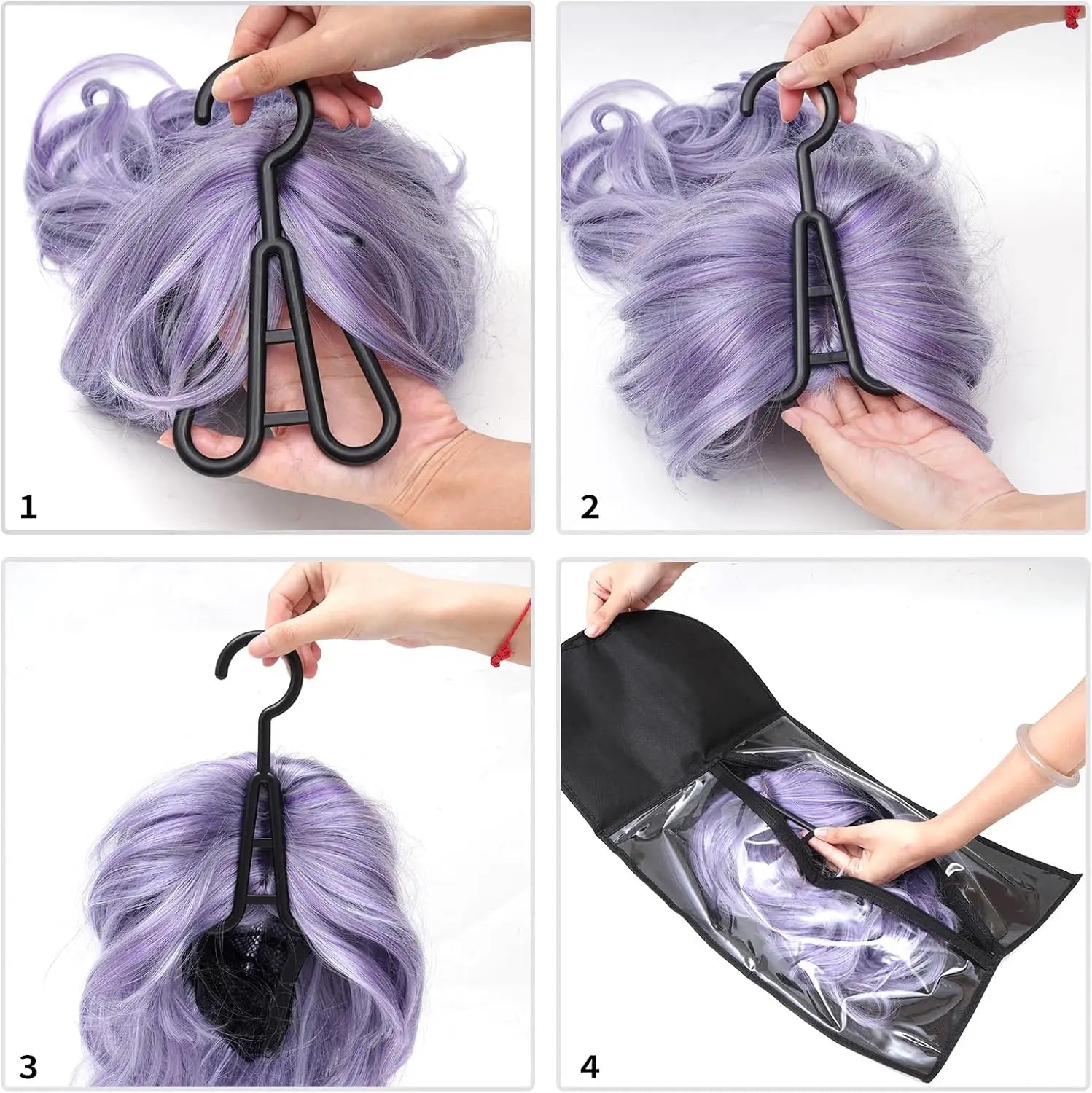Wig storage Bags Hair Extensions Storage Bag With Hanger For lace Wigs Hair Extension Holder wig hanger With bag wig accessories