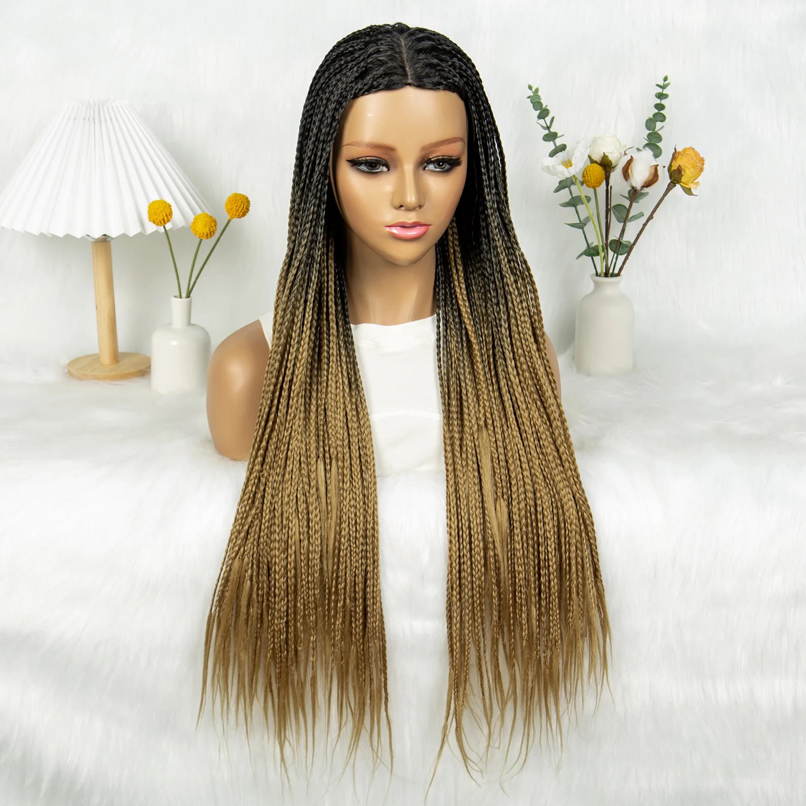 Full Machine Wigs Cornrow Braided Wigs Synthetic Braiding Wig Long Length 32inches Braided Wigs for Women
