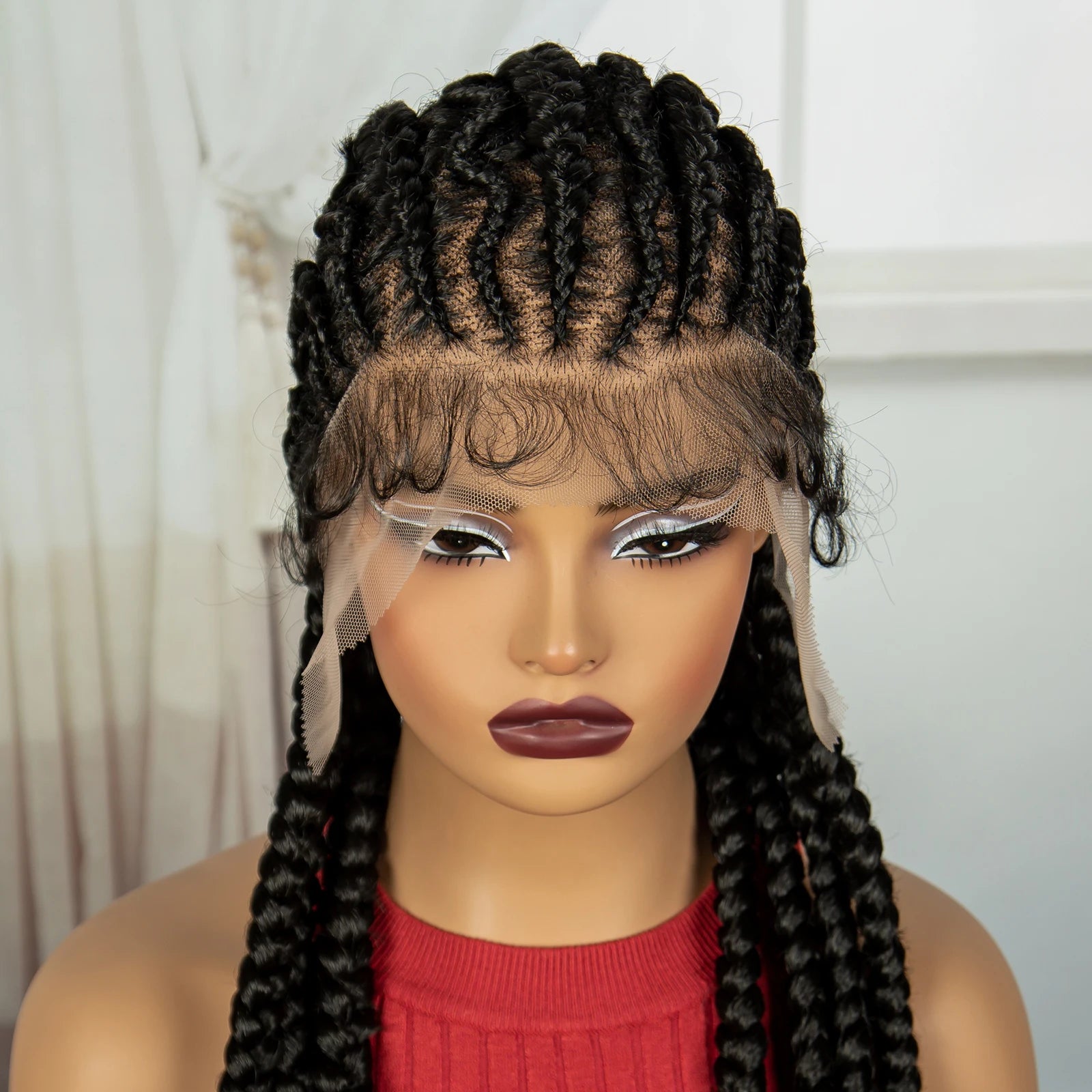 Handmade Cornrow Braided Wigs 36Inch Synthetic Lace Frontal BraidingHair Wigs Knotless Braids Wigs for Black Women