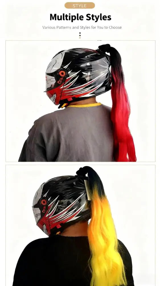 Helmet Braided Helmet Decorative Ponytail Cool Helmet Dirty Braid Motorcycle Motorcycle Electric Car Gradient Braid