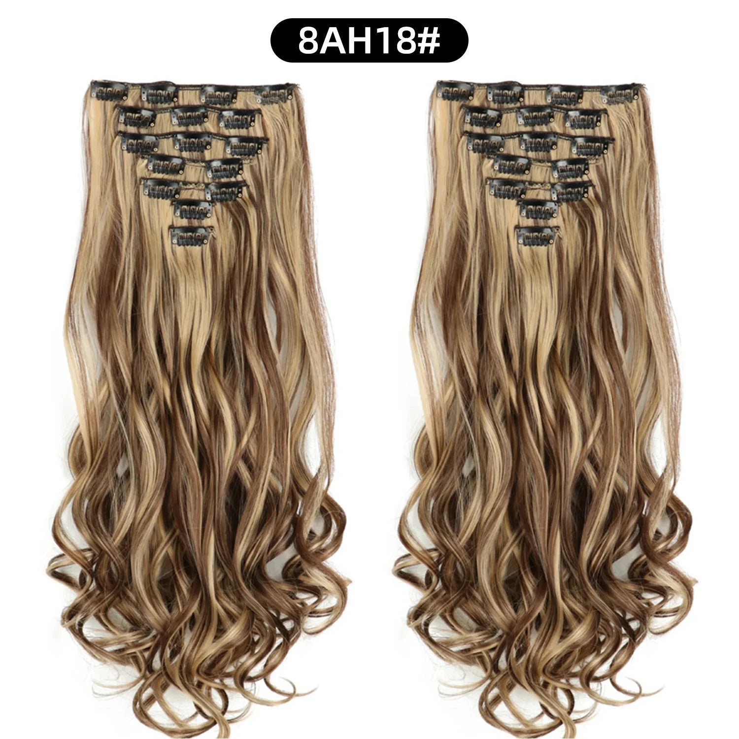 Clip In Hair Extensions 7 PCS Full Head 22 Inch Long Curly Wavy  For Women Girls Hair Synthetic Wig Hairpieces