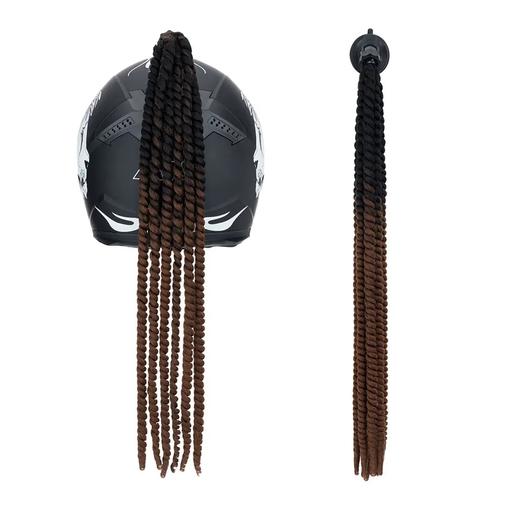 Snoilite 24" Synthetic Ponytail Hair Extensions - Suction Cup Design for Motorcycle Helmets Twist Pigtail - Helmet Not Included