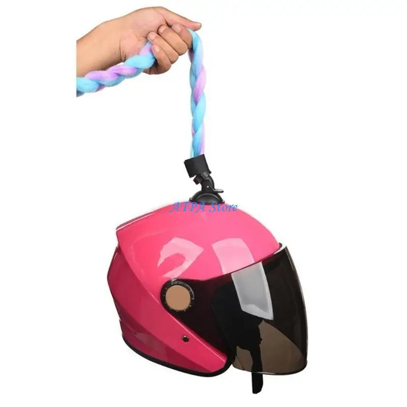 U13C Helmet Pigtail- Helmet Braids Motorcycle- Helmet Ponytails Hair Tails Decor