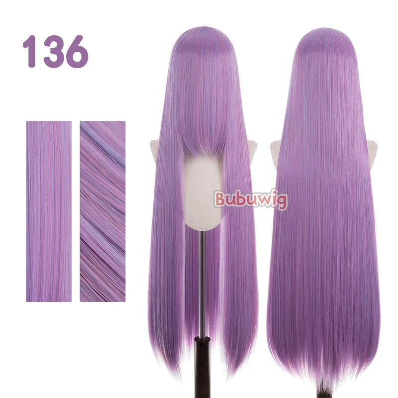 Bubuwig Synthetic Hair 100cm Long Straight Pure Color Cosplay Wigs Over 100 Colors Pink Orange Blonde Green Wig Heat Resistant