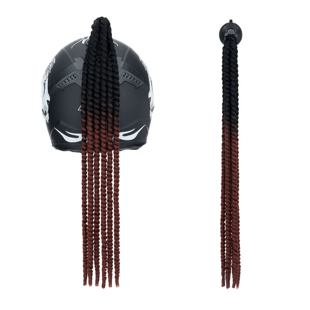 Snoilite 24" Synthetic Ponytail Hair Extensions - Suction Cup Design for Motorcycle Helmets Twist Pigtail - Helmet Not Included