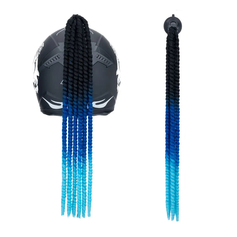 Snoilite 24" Synthetic Ponytail Hair Extensions - Suction Cup Design for Motorcycle Helmets Twist Pigtail - Helmet Not Included