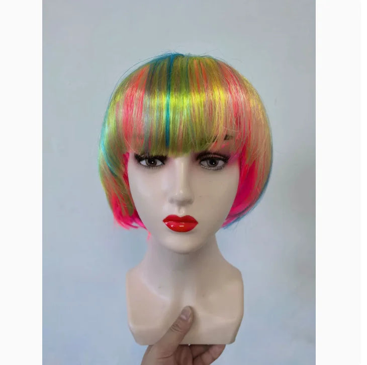 Bob Wig Pretty Women Short Bob Wigs Natural Fashion Halloween Cosplay Anime Wigs Cute Colored Synthetic Daily Party Xmas Wig