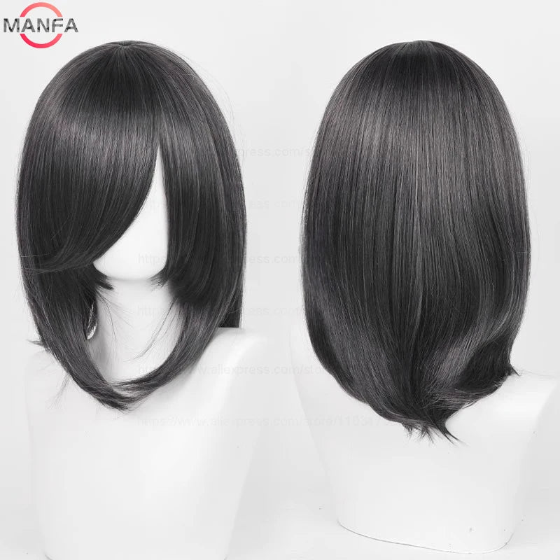 40cm Medium Basic Anime Cosplay Wig Bang Blond  Black White Red Pink Green Brown Gold Blue Heat Resistant Synthetic Hair Wigs