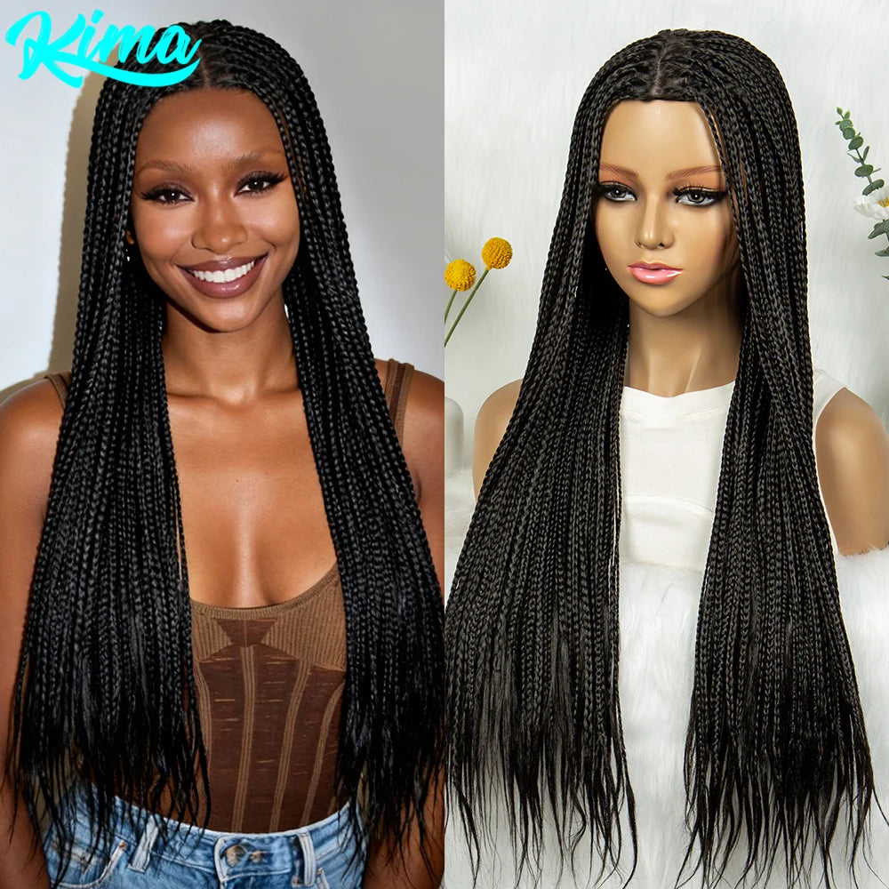 Full Machine Wigs Cornrow Braided Wigs Synthetic Braiding Wig Long Length 32inches Braided Wigs for Women