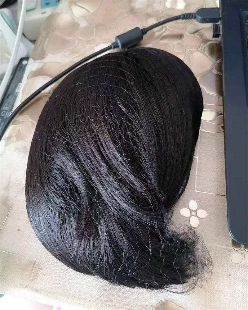 Hair Extensions Synthetic Children Girl Wig Black Bobo Hairstyle Short Straight Bangs Princess Head Cover Wig Hat for Kids Girls