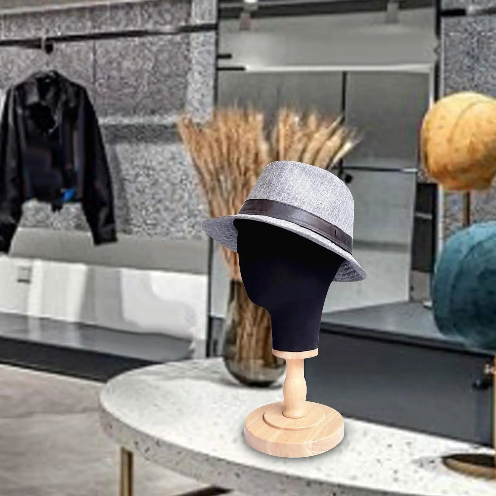 Wig Head Stand with Detachable Wood Stand Portable Versatile Mannequin Head for Barbershop Salon Shopping Mall Home Personal Use