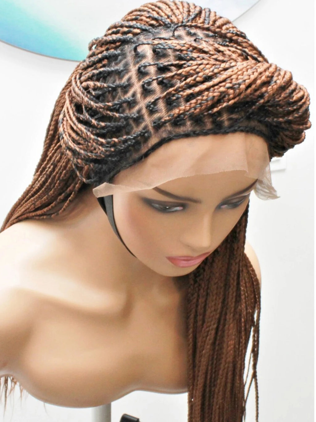 Box Braided Swiss Lace front Wigs Cornrow Kanekalon Fiber Micro Twist Baby Hair