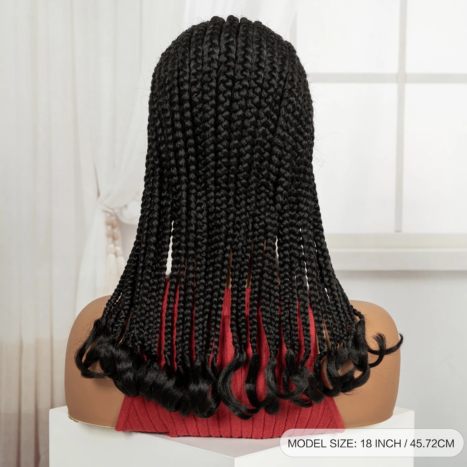 18in Cornrow Braided Wig with Wavy Ends Synthetic Full Lace Braided Lace Wig with Baby Hair Knotless Braids Wigs for Black Women