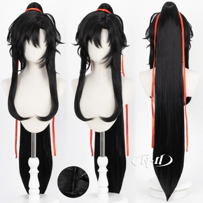 ND Wei Wuxian Cosplay Wigs Hairpiece Grandmaster of Demonic Cultivation Cosplay Hair Wigs for Halloween Costume Theme Party
