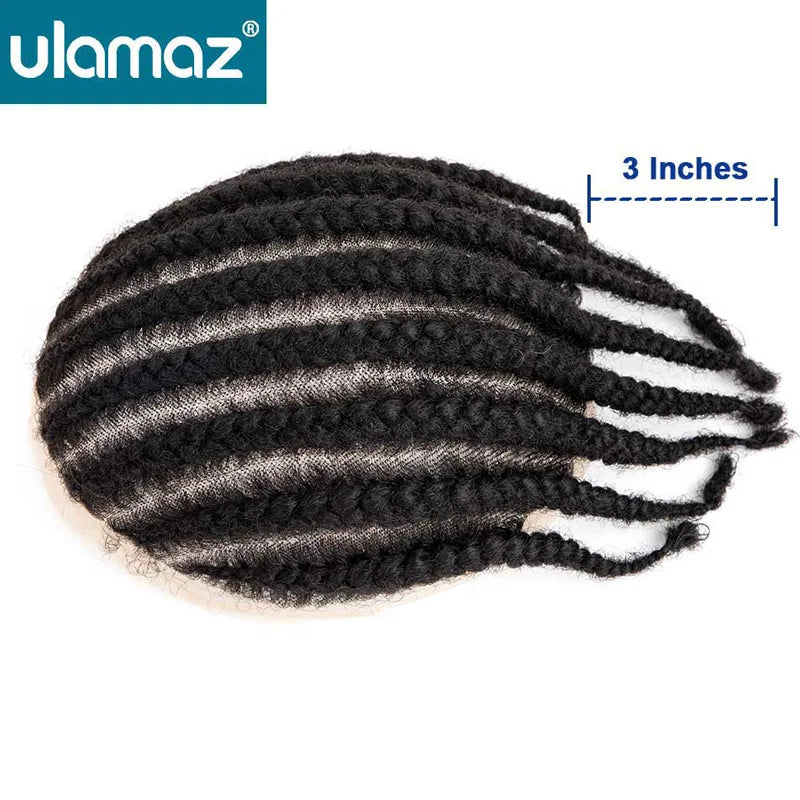 Cornrow Braids Full Lace Men's Wig 8-Strand Braid Toupee Human Hair French Lace Male Hair Prosthesis Braided Hair System For Man