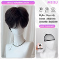 MEISU 10 Inch Short Boy Bangs Wig Brown Black Tea Synthetic Fiber Heat-Resistant Natural And Smoot Cool Boys Wig Selfie Party