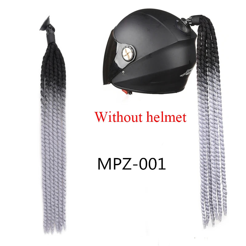 24Inch Synthetic 1pc Ponytail Hair Extensions  Suction Cup Design for Motorcycle Helmets Twist Pigtail  Helmet Not Included