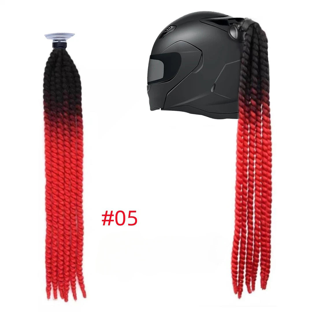 Detachable Sucker Boxing Dreadlocks Ponytail Wig Cycling Helmet Decoration Accessories Weaving Braids Motorcycle Helmet Ponytail