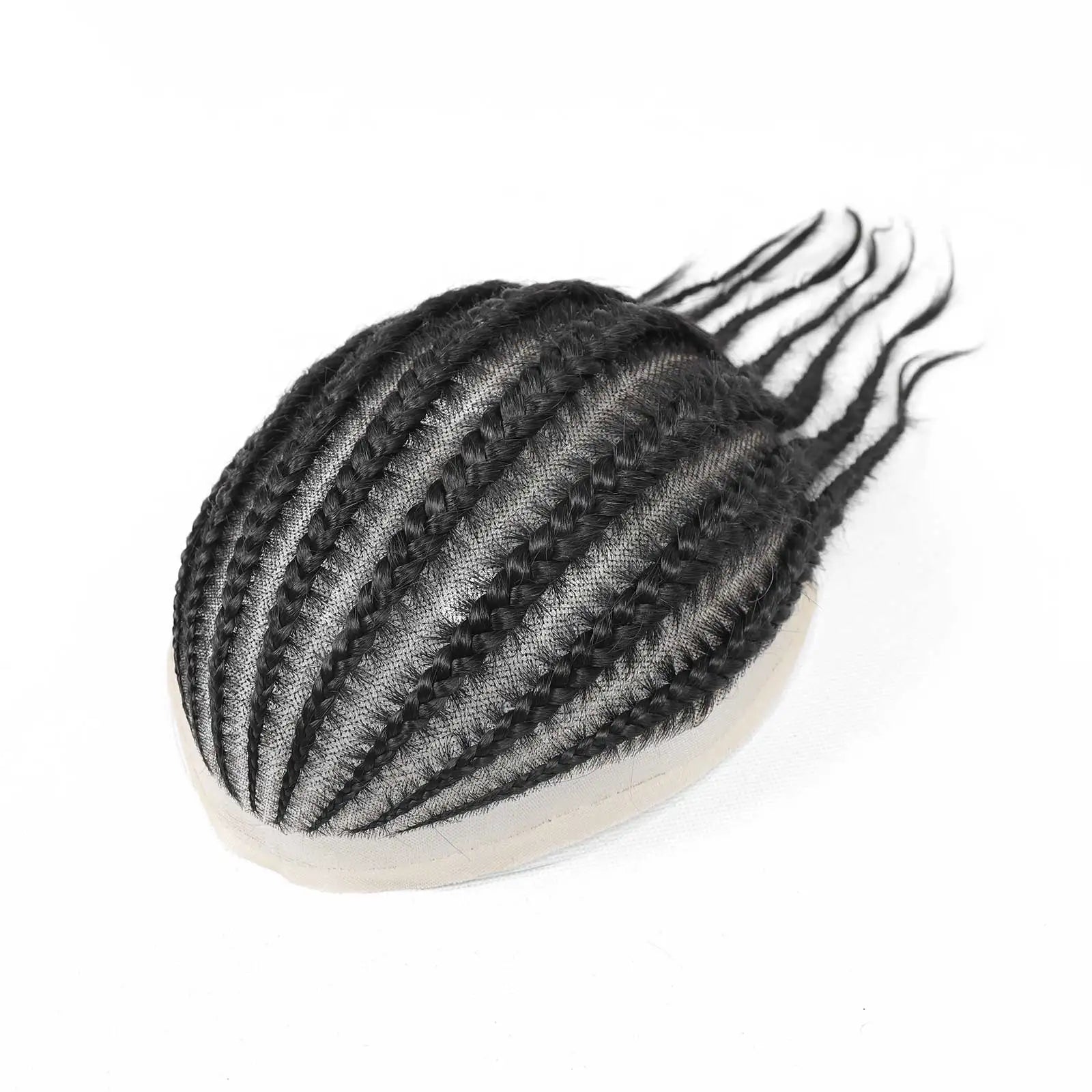 Men's Black Cornrow Box Braided Human Hair Man Toupee Full Lace Male Toupee For Men Afro Cornrow Braids Human Hair Mens Wigs