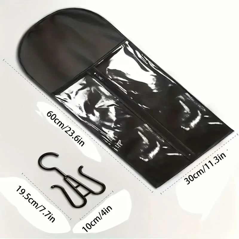 Wig Storage Bag Set 2pcs, organize & store wigs with 1 large pouch & 1 hangers. Essential tool.