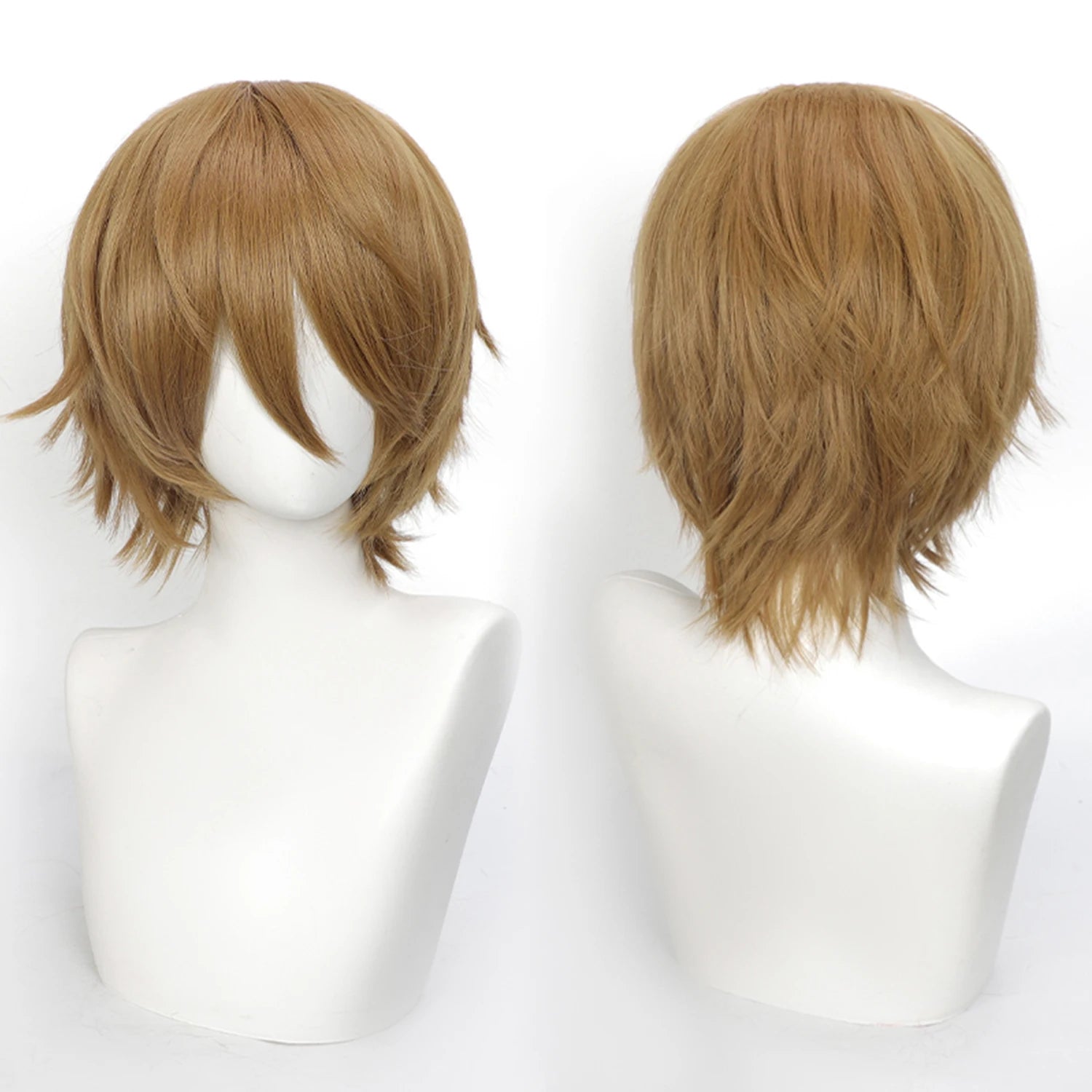 Short Wavy Bob Synthetic Wig with Air Bangs Heat Resistance Shoulder Length Curled 14inch Wigs for Daily Use Cosplay for Women