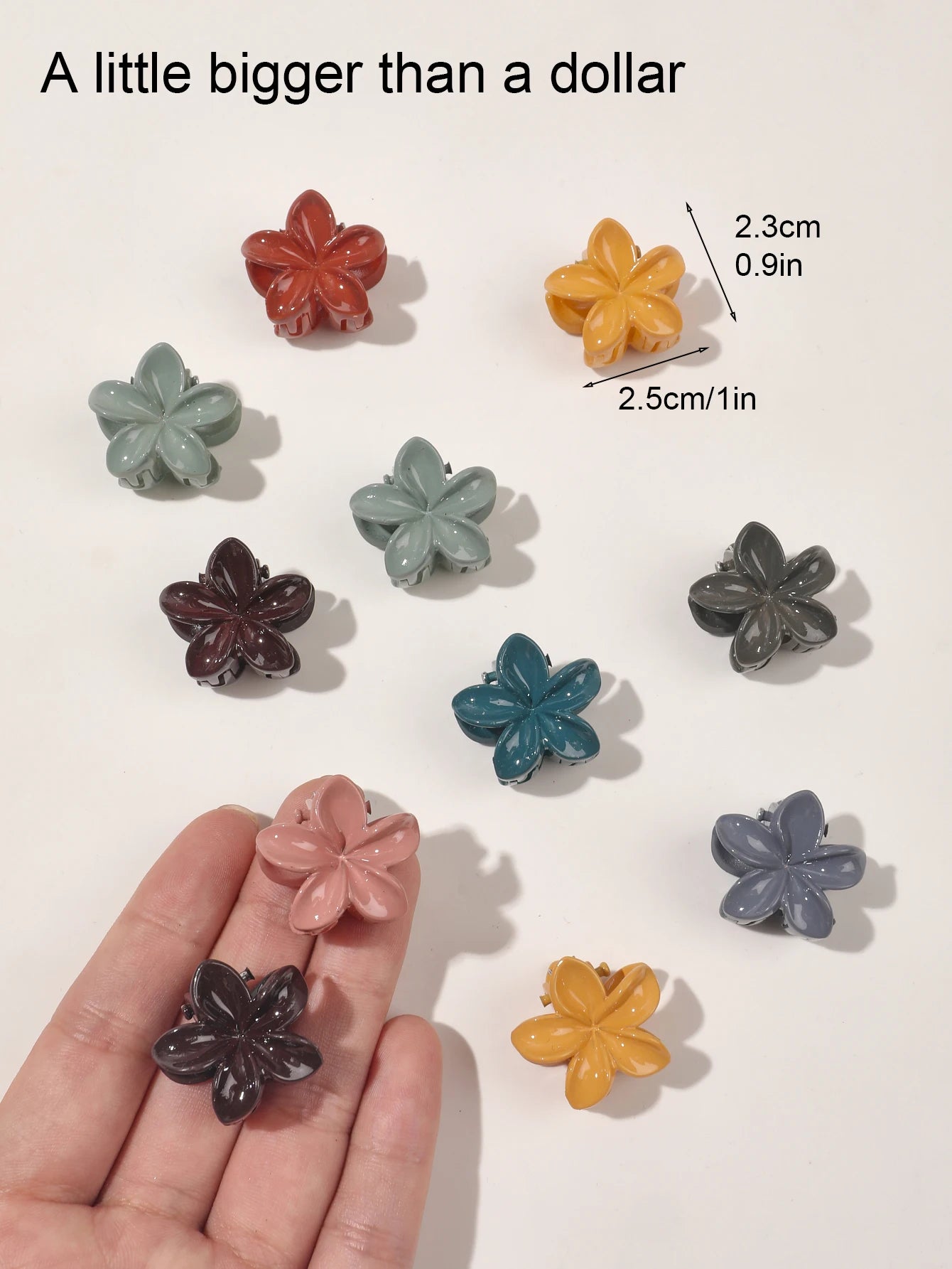 Mini Flower Hair Clips Pack for Women - Creaseless Styling Claw Clips for Bangs and Tiny Hair Styling