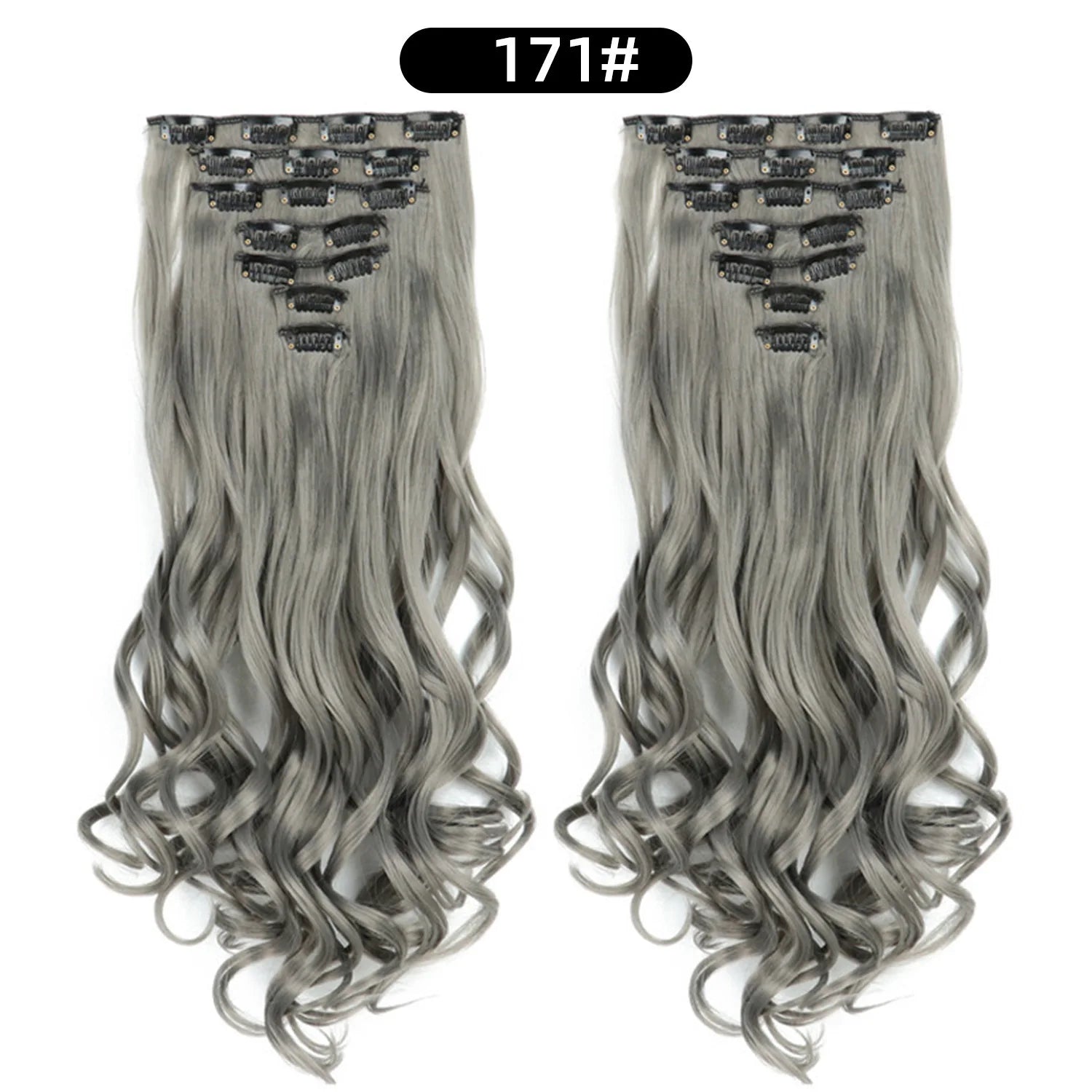 Clip In Hair Extensions 7 PCS Full Head 22 Inch Long Curly Wavy  For Women Girls Hair Synthetic Wig Hairpieces